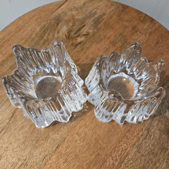 Nybro Sweden Rune Strand Crystal Volcano Votive Candleholder Pair Vintage - Picture 3 of 7